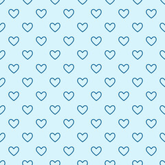 Seamless blue heart pattern background.Simple heart shape seamless pattern in diagonal arrangement. Love and romantic theme background.