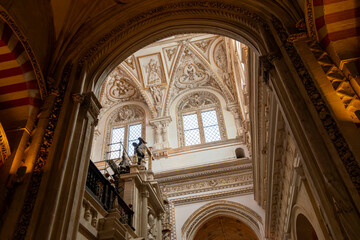Fototapeta premium The arched entry of the Villaviciosa Chapel inside the great Mosque Cathedral Mezquita in the medieval city of Cordoba, Spain, in the Andalusian region. 