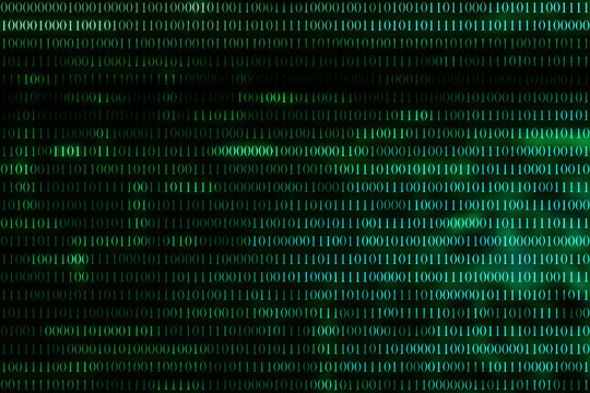 Abstract binary background. Artificial intelligence and big data concept. 3D render illustration.