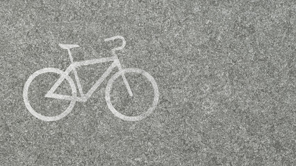 Fototapeta na wymiar Bicycle pictogram painted on asphalt. Concept of permitting bicycle traffic 3d render