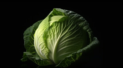Fototapeta premium close up realistic image of cabbage with black background generative ai