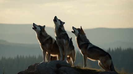pack of wolves howling generative ai
