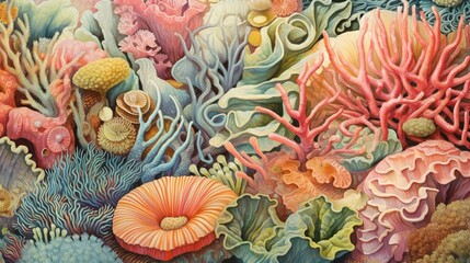 The texture and pattern of a coral reef