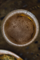 top down view of beer in glass