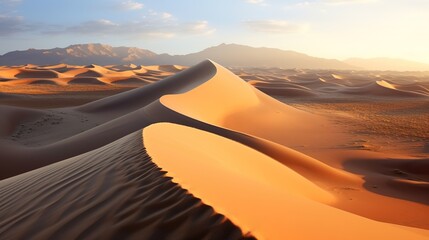 Fototapeta na wymiar Undulating sand dunes in a vast desert