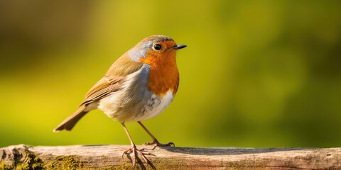 Fototapeta premium A robin perched in front of a beautiful background