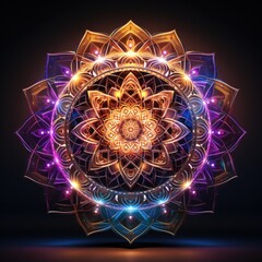 Digital art of an intricate mandala design, composed of intricate patterns and symbols, evoking a sense of spiritual connection and transcendence