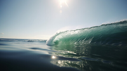 ocean wave on bright sunlight generative ai