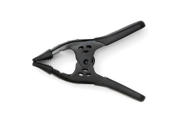 Obraz premium Black metal spring clamp isolated with shadow