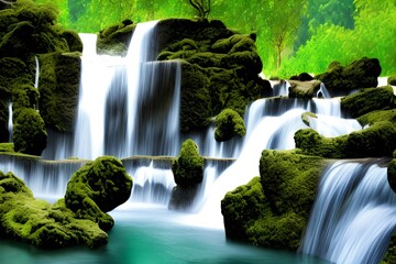 Waterfall Background, Waterfall Landscape Background, Nature Background, Landscape Background, Generative AI