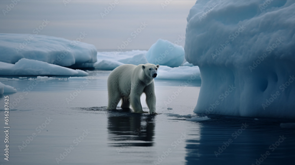 Wall mural polar bear on iceberg generative ai