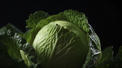Fototapeta premium cabbage detail shot with isolated background generative ai