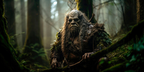 Fototapeta premium fantasy Ogre in the dark forest, fantasy character, creature concept