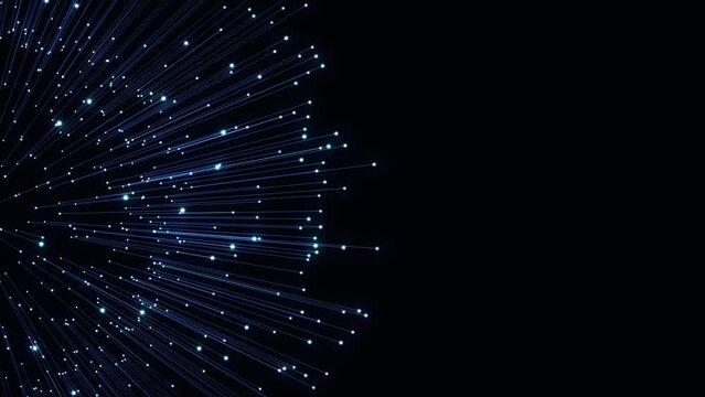 3D render of abstract animated background of lines with glowing ends creating a sphere shape.4K live wallpaper