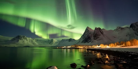 Zelfklevend Fotobehang Aurora borealis on the Lofoten Islands Norway © Benjamin