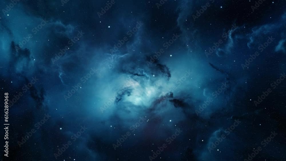 Wall mural blue nebula in space. amazing space and galaxies.