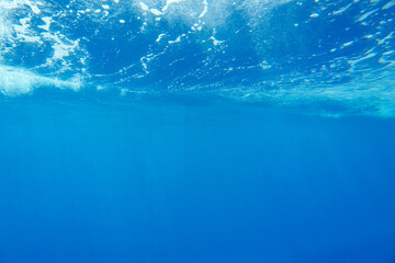 Blue water surface in Bora Bora, French Polynesia