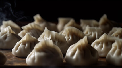 Fototapeta na wymiar close up of dumplings generative ai