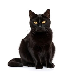 Black cat isolated on white background