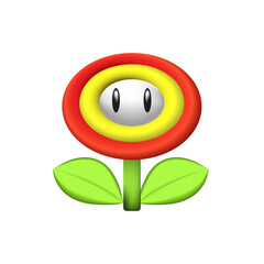 Cute 3D Fire Flower PNG Vector Cartoon