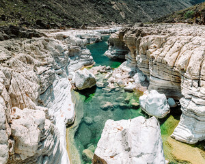 Wadi Dirhur Canyon aerial view, Socotra Island, Yemen	