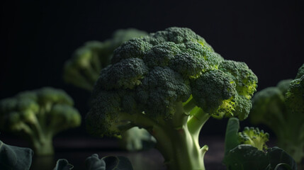 close up shot of broccoli generative ai