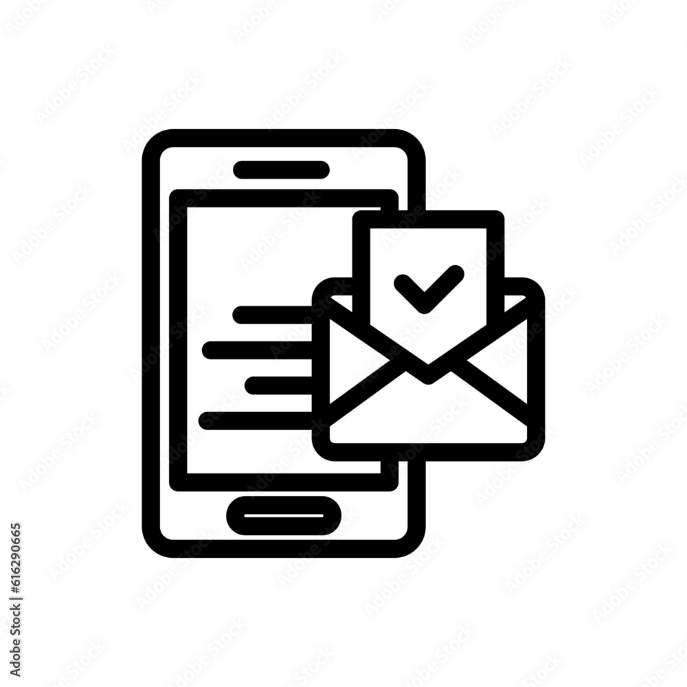 Poster message received icon vector illustration of an isolated sign symbol suitable for mobile phone displ