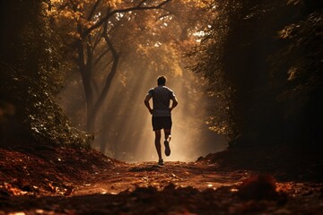 Fototapeta premium AI generated runner in a park