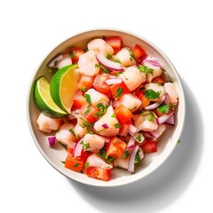 Ceviche on white background