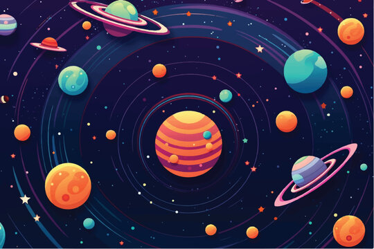 vector illustration of Cute flat style template with Stars in Outer space. © Muhammad Ishaq