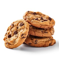 Chocolate chip cookies photo on a white background