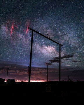 Red Sprites above a Thunderstorm in front of the Milky Way Galactic Center
