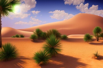 Desert Scenery Fantasy Landscape Background, Desert Background, Generative AI