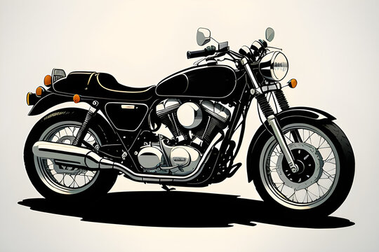 Illustration of a generic motorcycle. (AI-generated fictional illustration)
