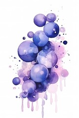 Cluster of indigo and violet bubbles isolated on a white background