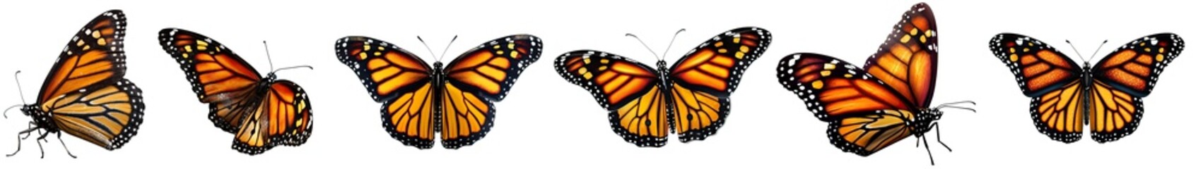 Obraz premium Monarch Butterfly PNG Beauty Unleashed: Stunning Cut-Out PNG Butterflies with Transparent and White Backgrounds for Art and Design. Illustrations.