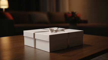 gift box on wooden table background generative ai