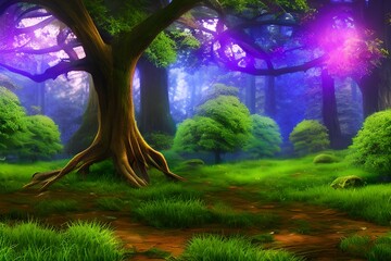 Glowing Forest Background, Forest Landscape Background, Fantasy Forest Background, Magical Forest Background, Landscape Background, Generative AI
