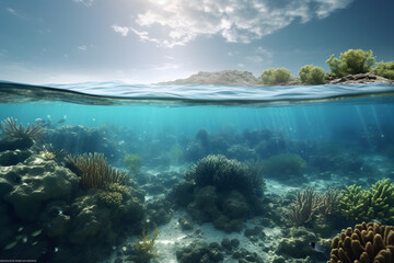 Fototapeta na wymiar Peaceful coral reef under crystal clear waters