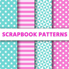 Scrapbook seamless pattern. geometric textures set. pastel colors illustration.