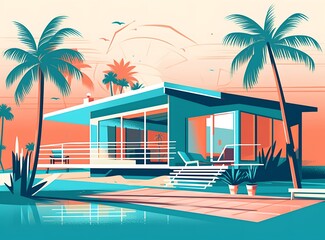 Fototapeta premium Beach house, generative AI