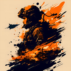 Soldier illustration, war illustration, naval conflict illustration.