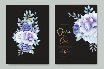 blue floral wedding card set