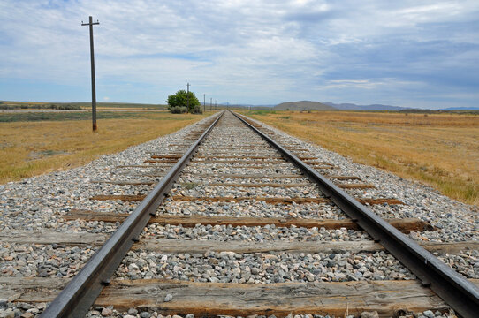 Train tracks extending to the horizon