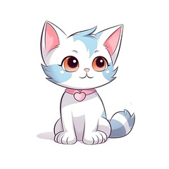 cute cat isolated on a white background cartoon style