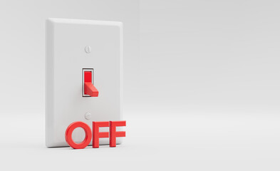 OFF  Sign 3d Rendered Light Switches over White