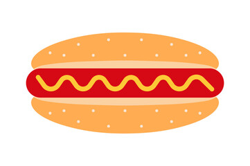 Hotdog vector isolated on white background, flat illustration fast food for poster, menus, brochure, web and icon fastfood