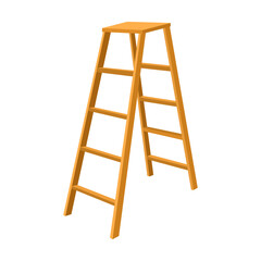 wooden step ladder vector illustration, isolated on white background, stepladder cartoon