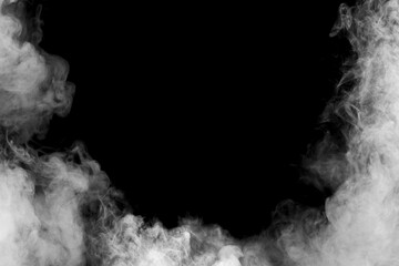 White smoke on black background. Space for text
