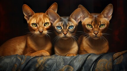 Feline Squad Goals - Abyssinians in Perfect Formation